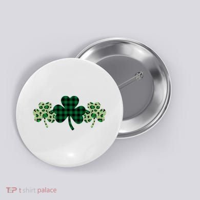 St Patricks Day Shamrock Pattern Button