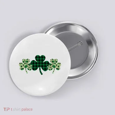 St Patricks Day Shamrock Pattern Button