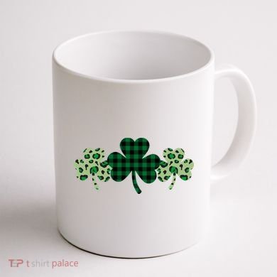 St Patricks Day Shamrock Pattern Coffee Mug back
