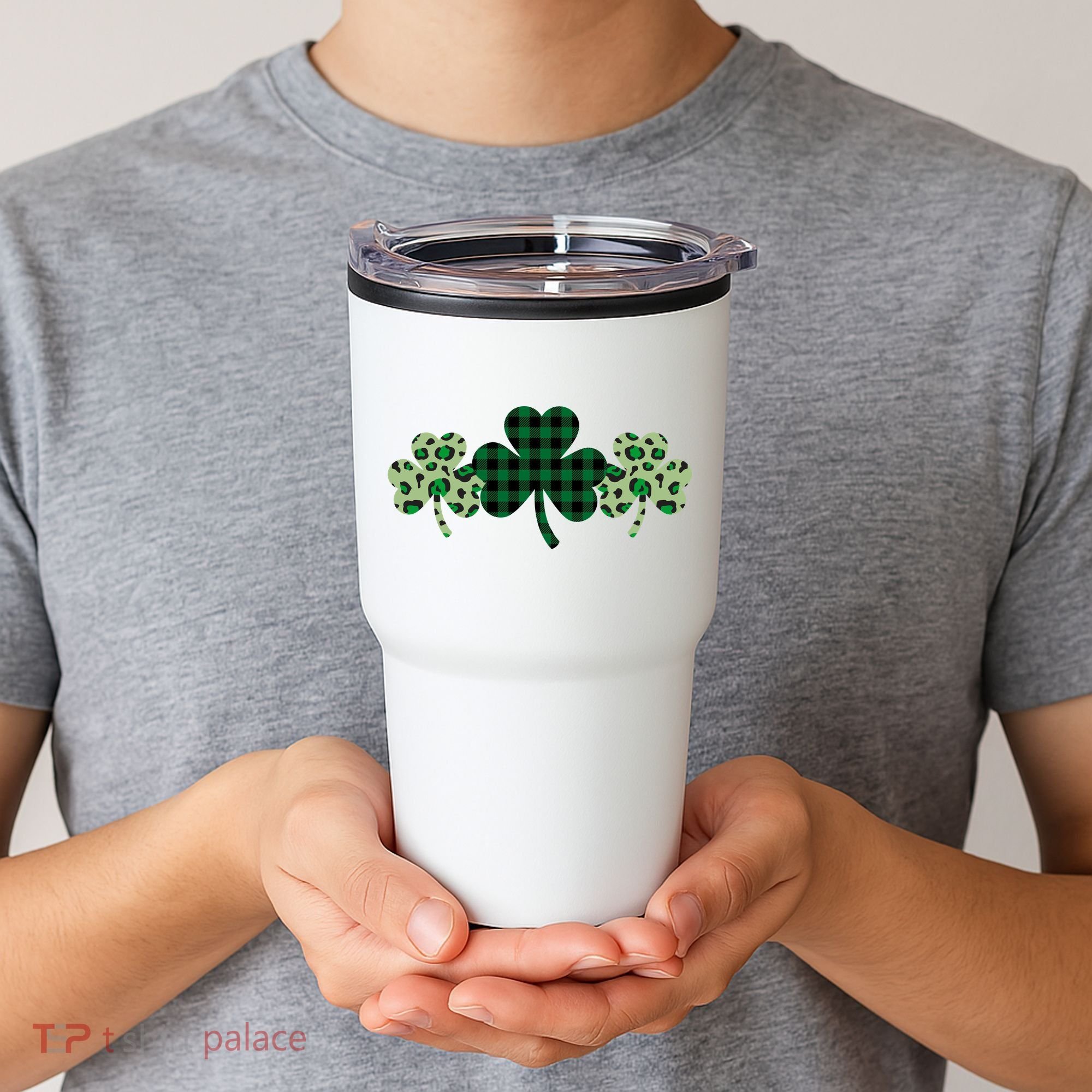 St Patricks Day Shamrock Pattern Tumbler