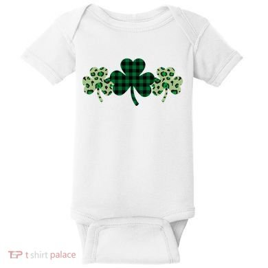 St Patricks Day Shamrock Pattern Baby Bodysuit