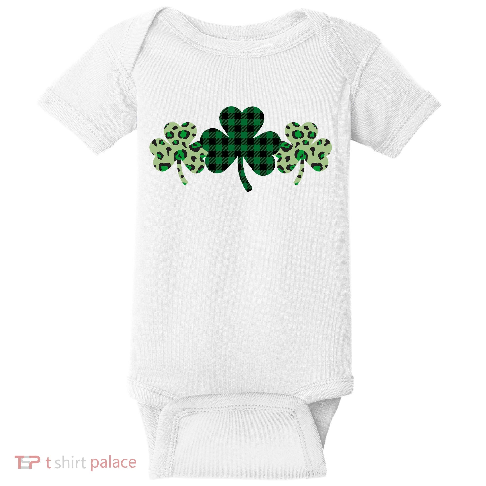 St Patricks Day Shamrock Pattern Baby Bodysuit