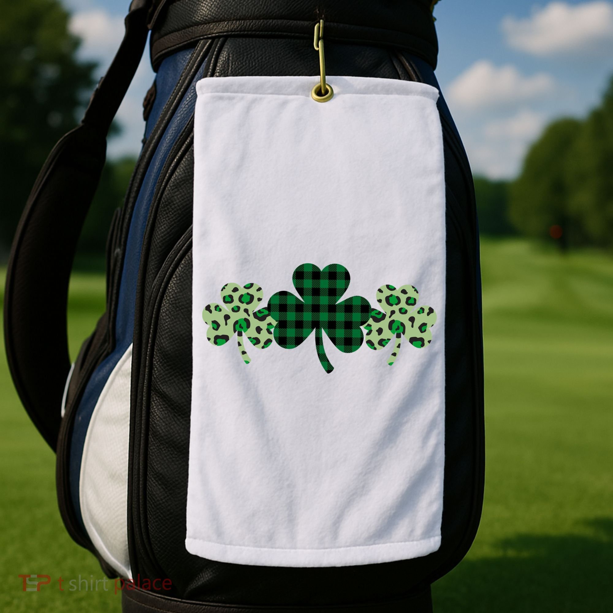 St Patricks Day Shamrock Pattern Golf Towel