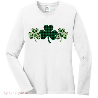 St Patricks Day Shamrock Pattern Women's Long Sleeve Shirt