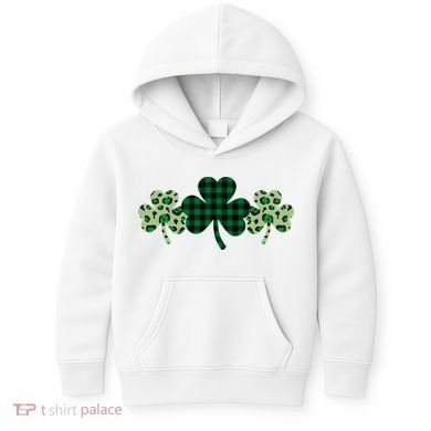 St Patricks Day Shamrock Pattern Kids Hoodie