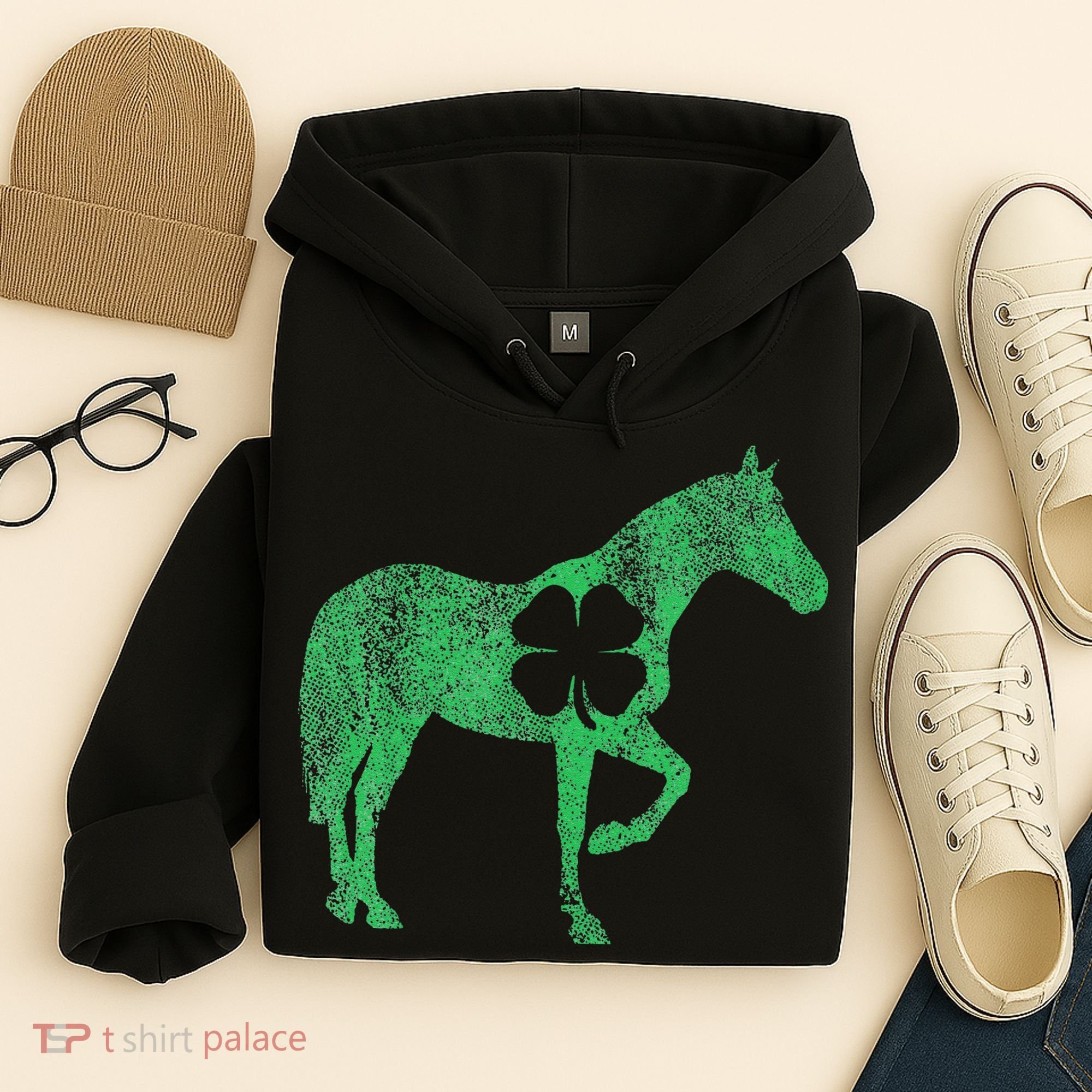 St Patrick's Day Shamrock Horse Irish Green Saint Paddy's Hoodie