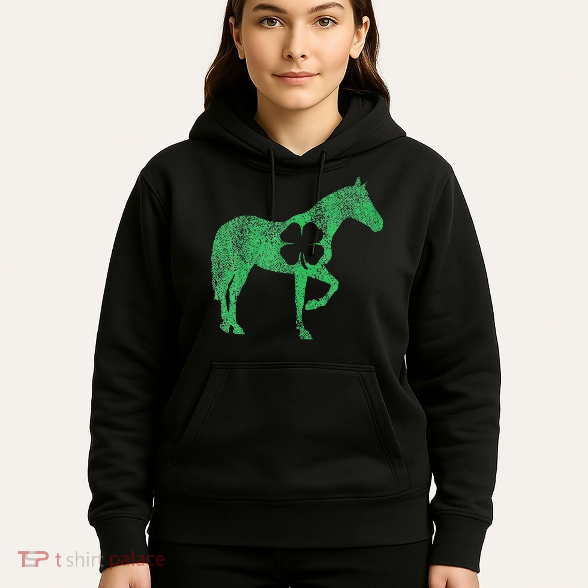 St Patrick's Day Shamrock Horse Irish Green Saint Paddy's Hoodie