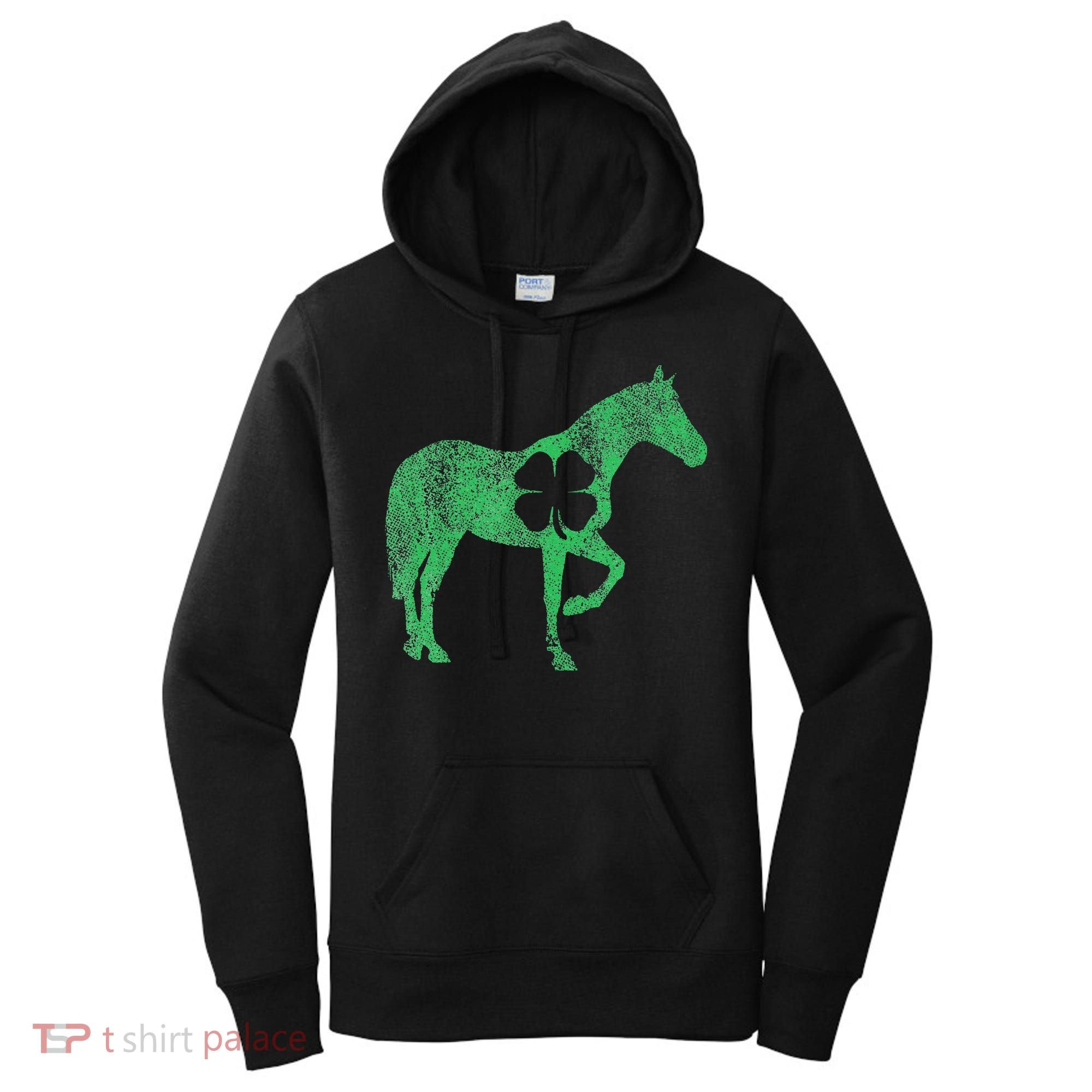St Patrick's Day Shamrock Horse Irish Green Saint Paddy's Women's Hoodie