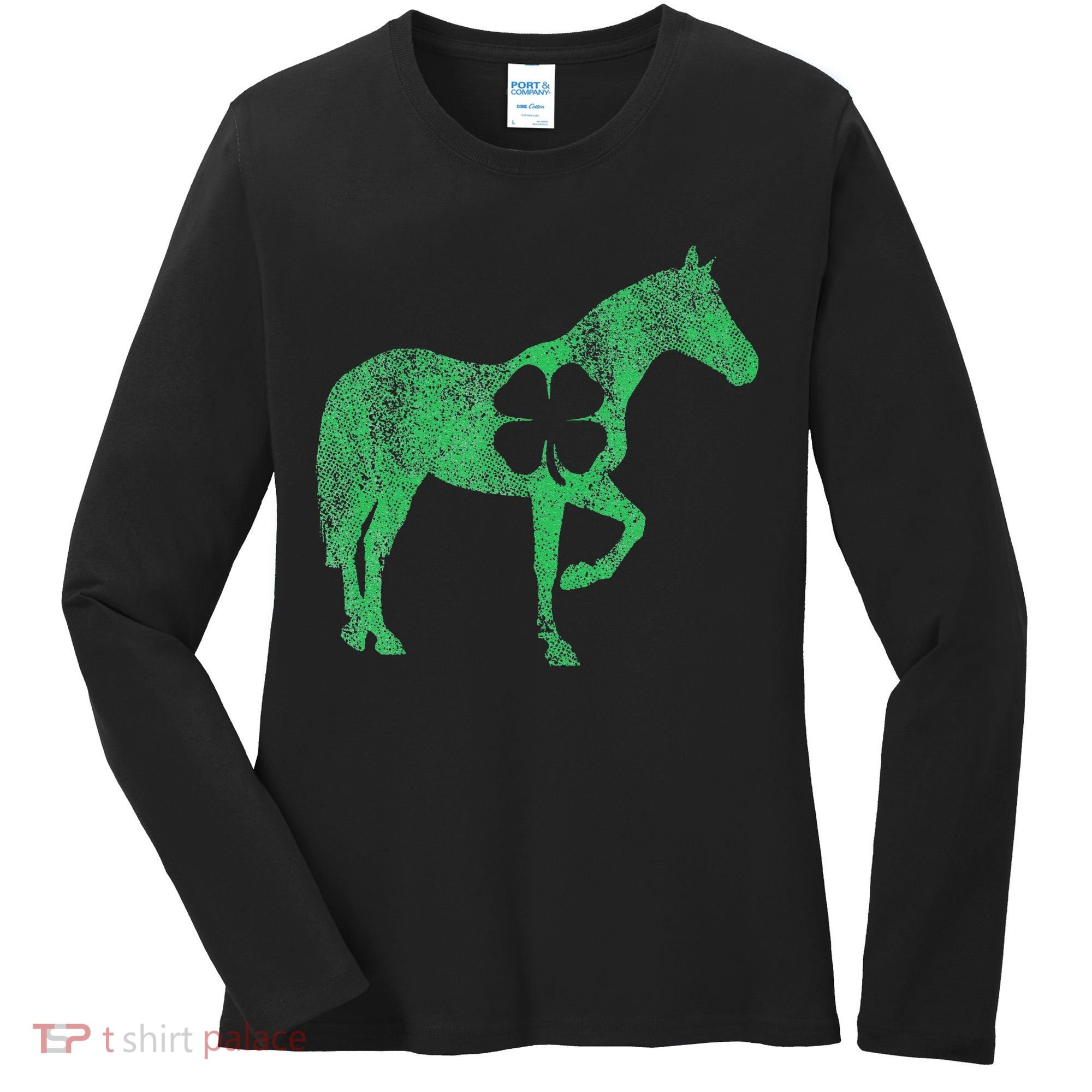St Patrick's Day Shamrock Horse Irish Green Saint Paddy's Women's Long Sleeve Shirt