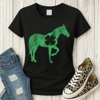 St Patrick's Day Shamrock Horse Irish Green Saint Paddy's Women's T-Shirt thumb 3
