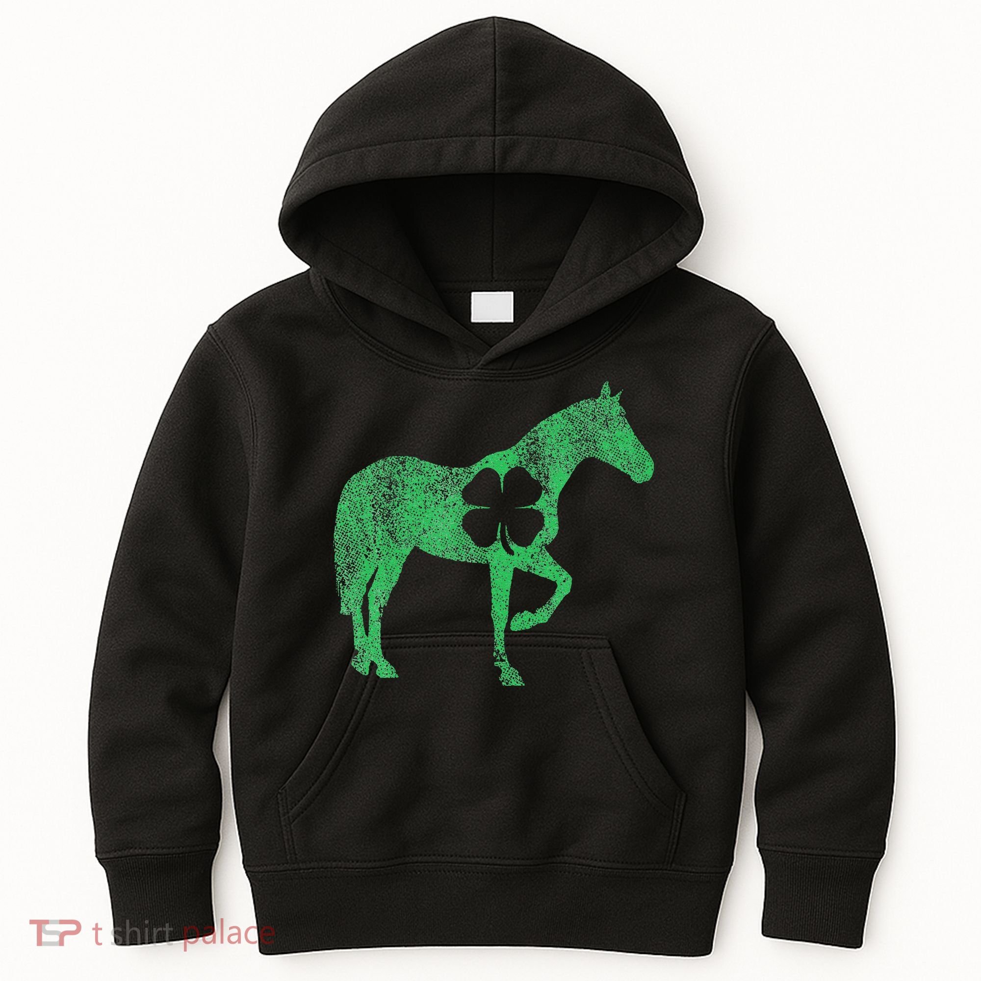 St Patrick's Day Shamrock Horse Irish Green Saint Paddy's Kids Hoodie