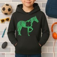 St Patrick's Day Shamrock Horse Irish Green Saint Paddy's Kids Hoodie thumb 2