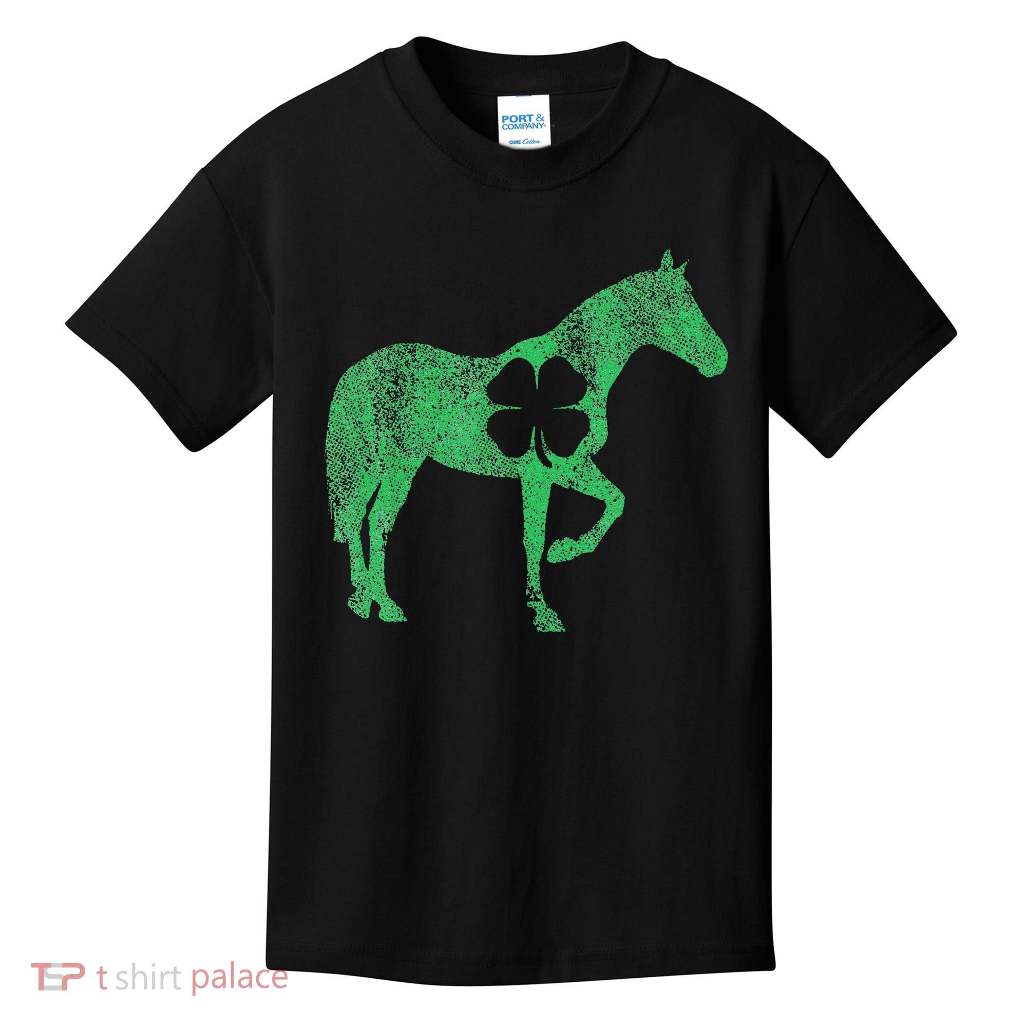St Patrick's Day Shamrock Horse Irish Green Saint Paddy's Kids T-Shirt