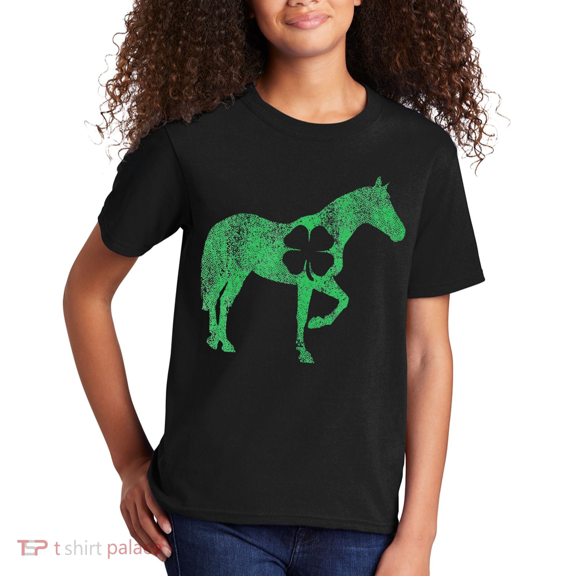 St Patrick's Day Shamrock Horse Irish Green Saint Paddy's Kids T-Shirt