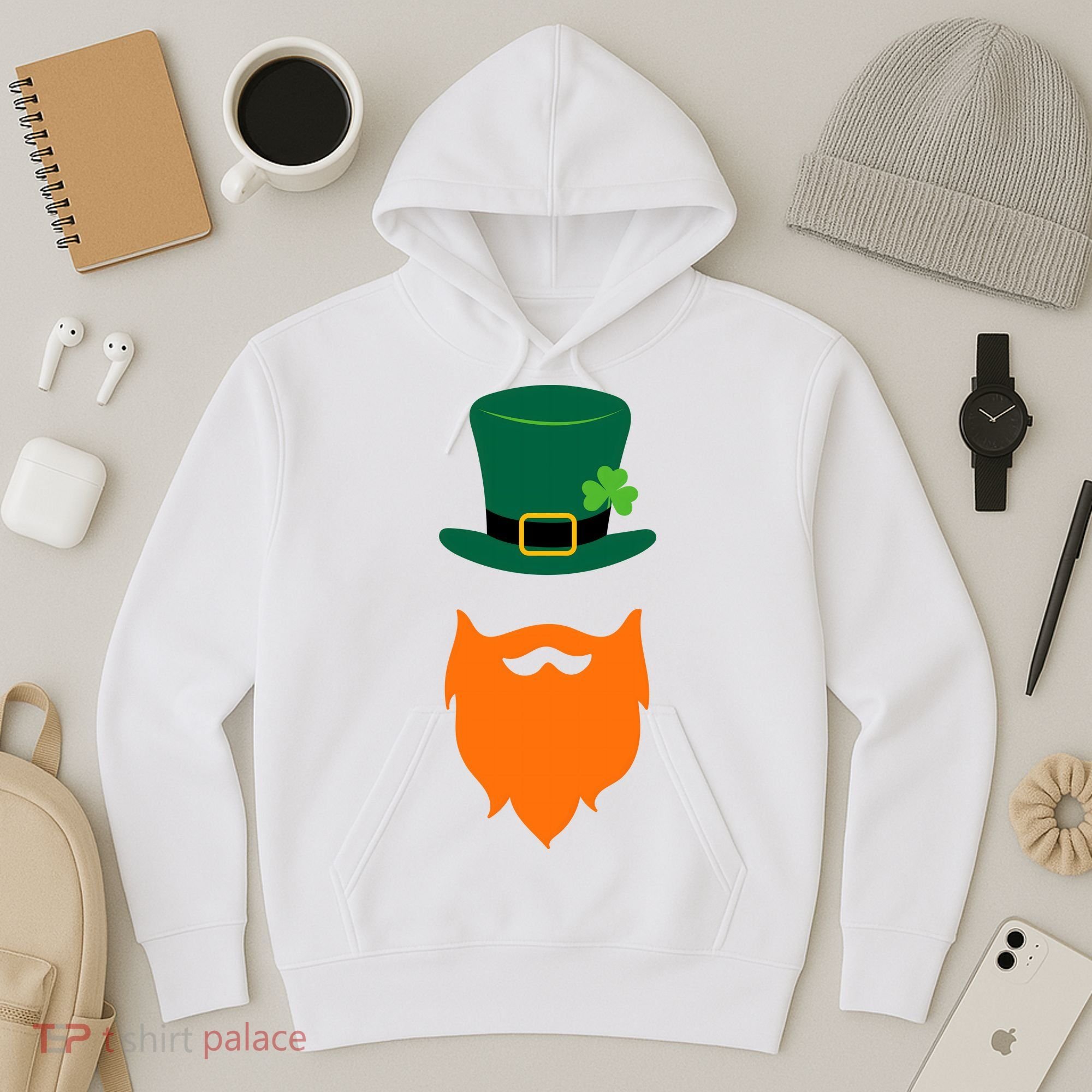 St Patrick's Day Beard Guy Funny Hoodie