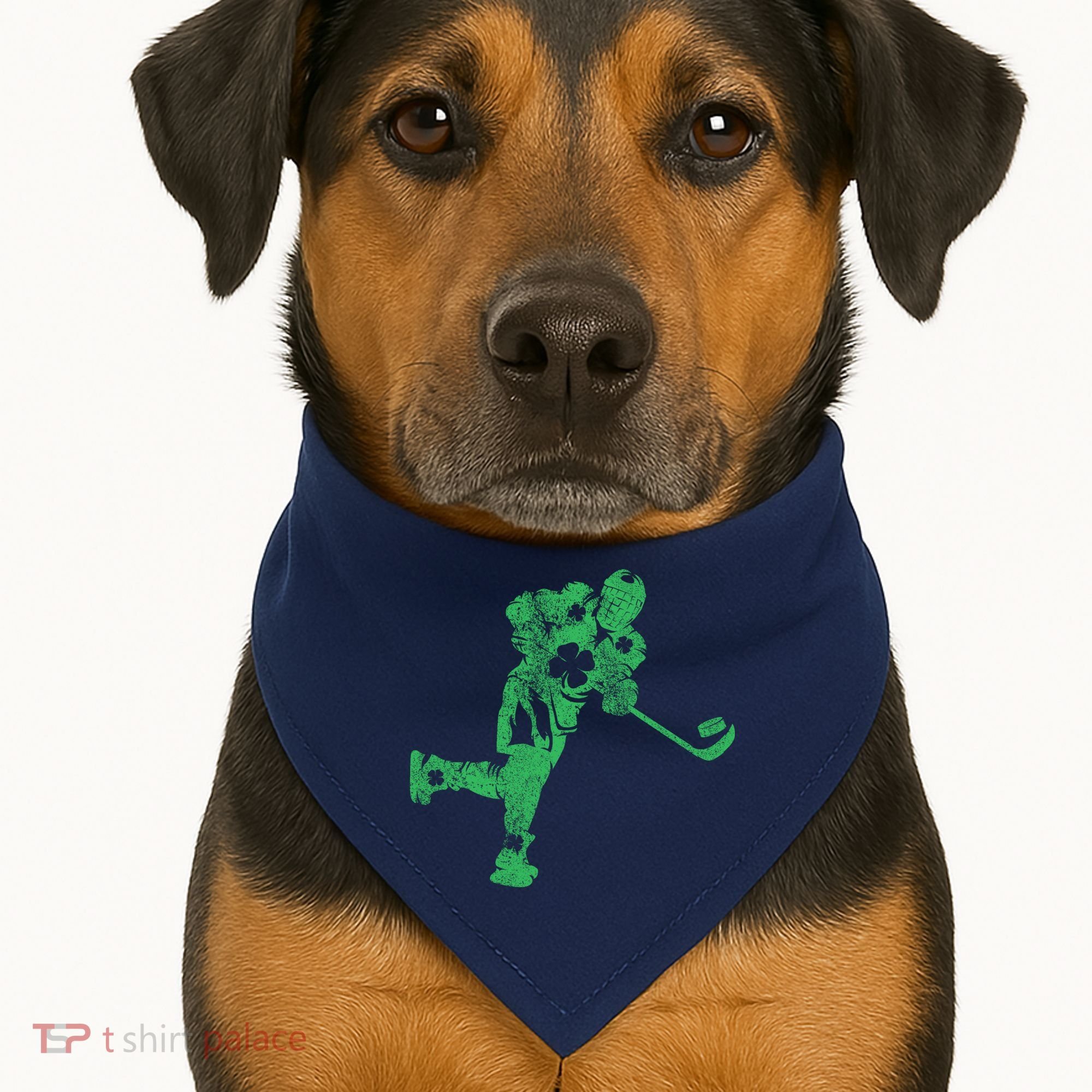 St Patricks Day Hockey Irish Boy Saint PaddyS Shamrock USA-Made Doggie Bandana