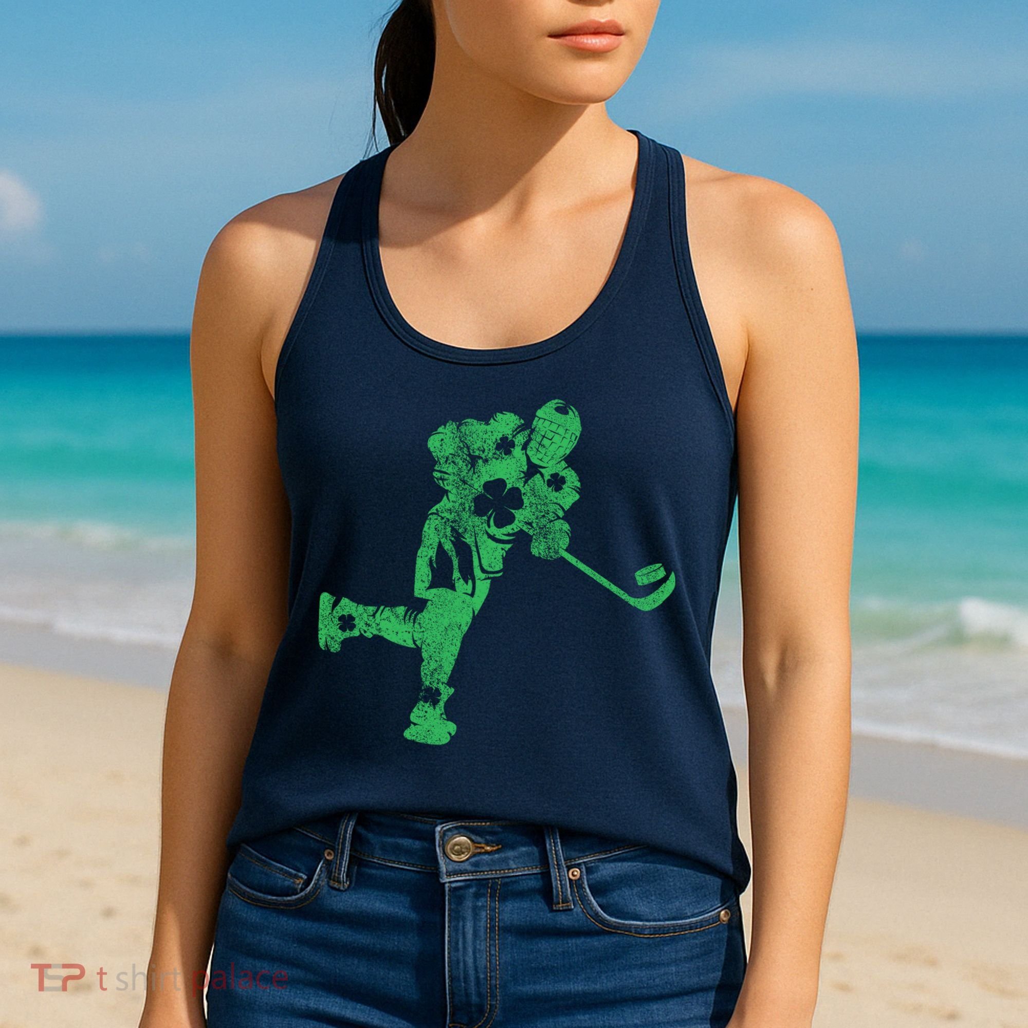 St Patricks Day Hockey Irish Boy Saint PaddyS Shamrock Women's Tank Top