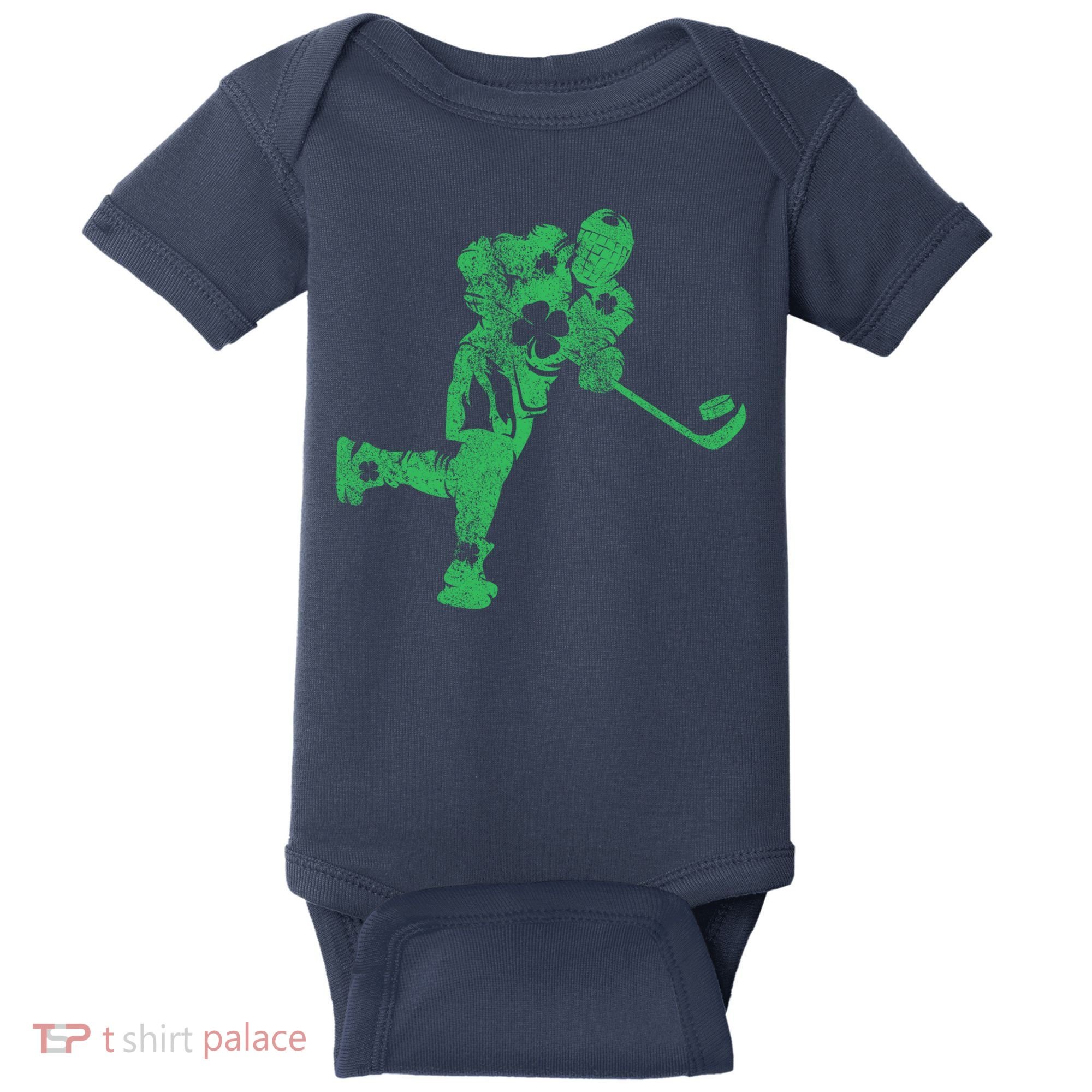 St Patricks Day Hockey Irish Boy Saint PaddyS Shamrock Baby Bodysuit