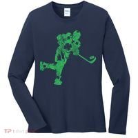 St Patricks Day Hockey Irish Boy Saint PaddyS Shamrock Women's Long Sleeve Shirt thumb 0