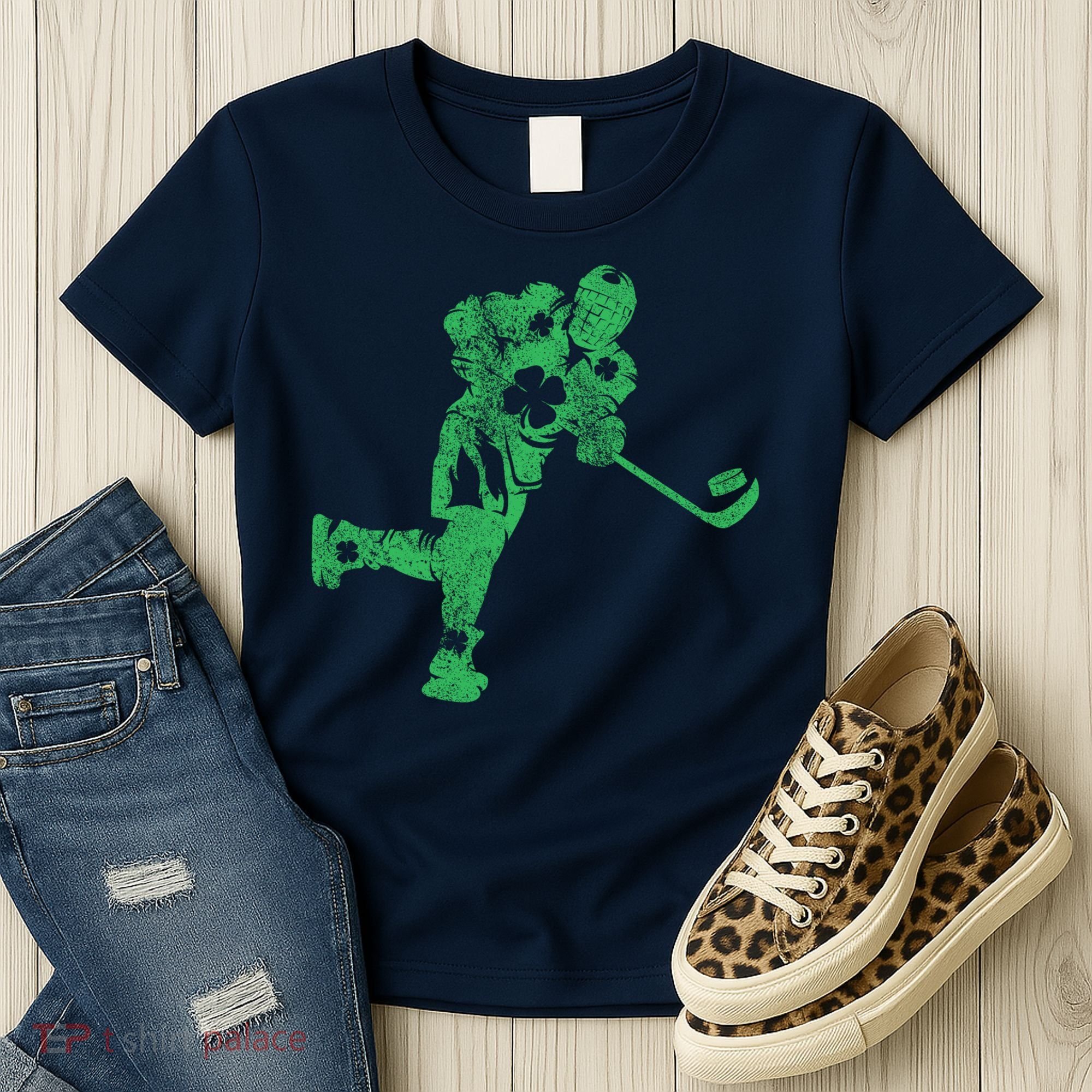 St Patricks Day Hockey Irish Boy Saint PaddyS Shamrock Women's T-Shirt