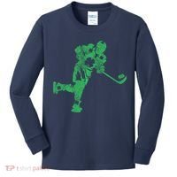 St Patricks Day Hockey Irish Boy Saint PaddyS Shamrock Kids Long Sleeve Shirt thumb 0