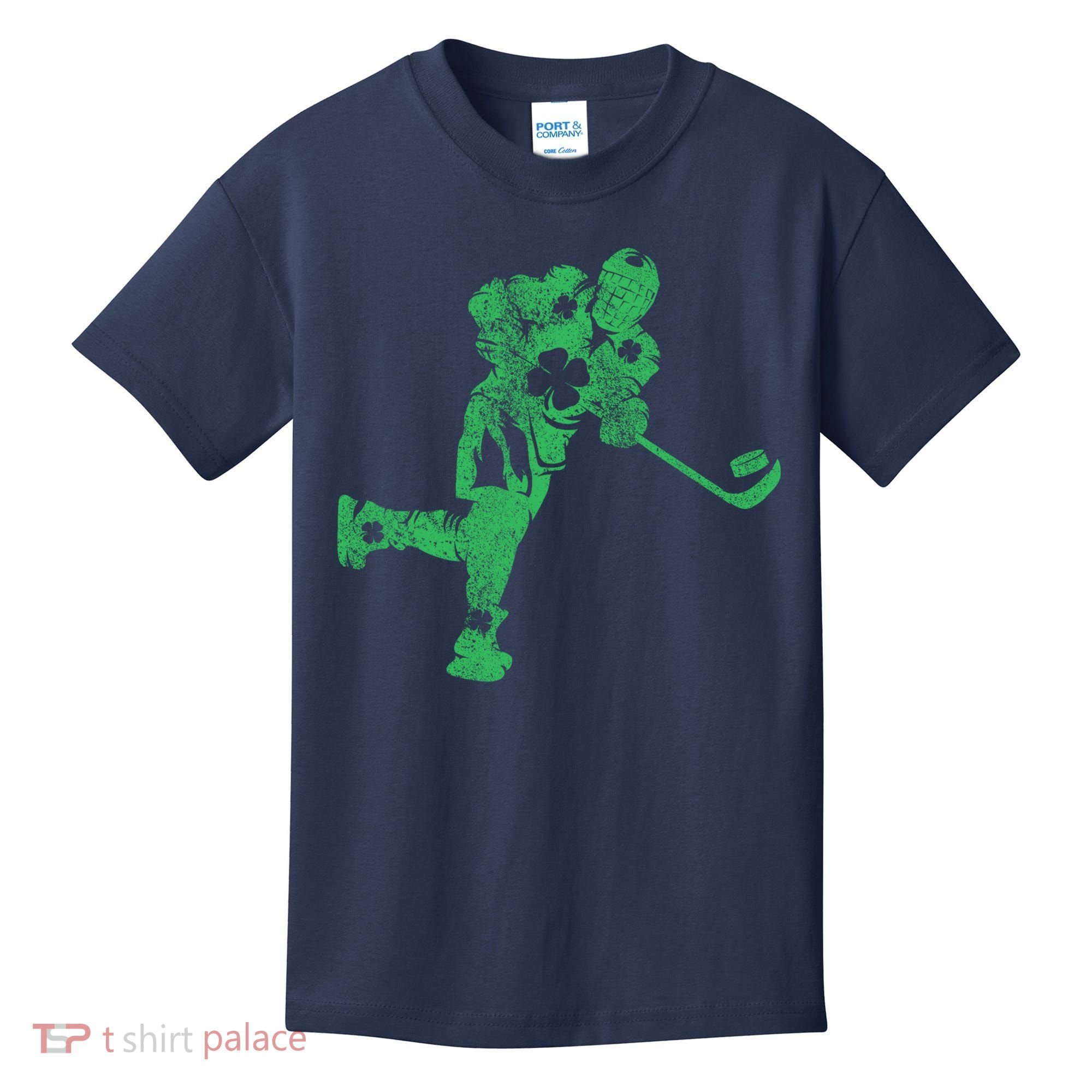 St Patricks Day Hockey Irish Boy Saint PaddyS Shamrock Kids T-Shirt