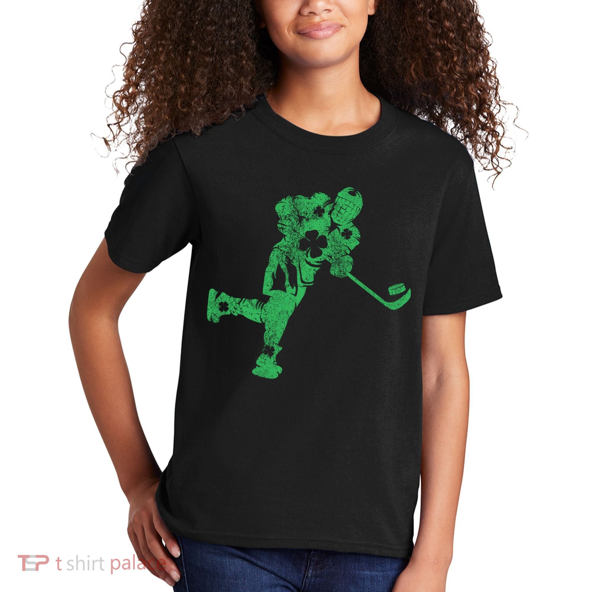 St Patricks Day Hockey Irish Boy Saint PaddyS Shamrock Kids T-Shirt