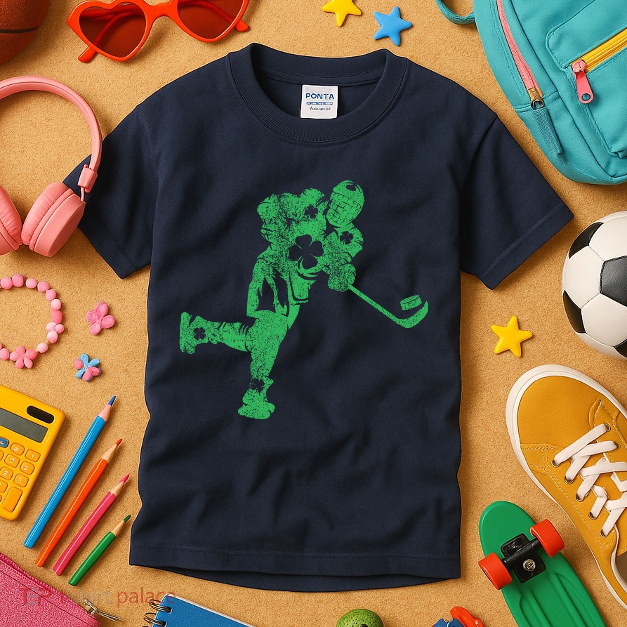 St Patricks Day Hockey Irish Boy Saint PaddyS Shamrock Kids T-Shirt