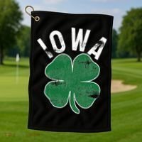 St Patrick's Day Shamrock Iowa Irish Saint Paddy's Gift Golf Towel thumb 1