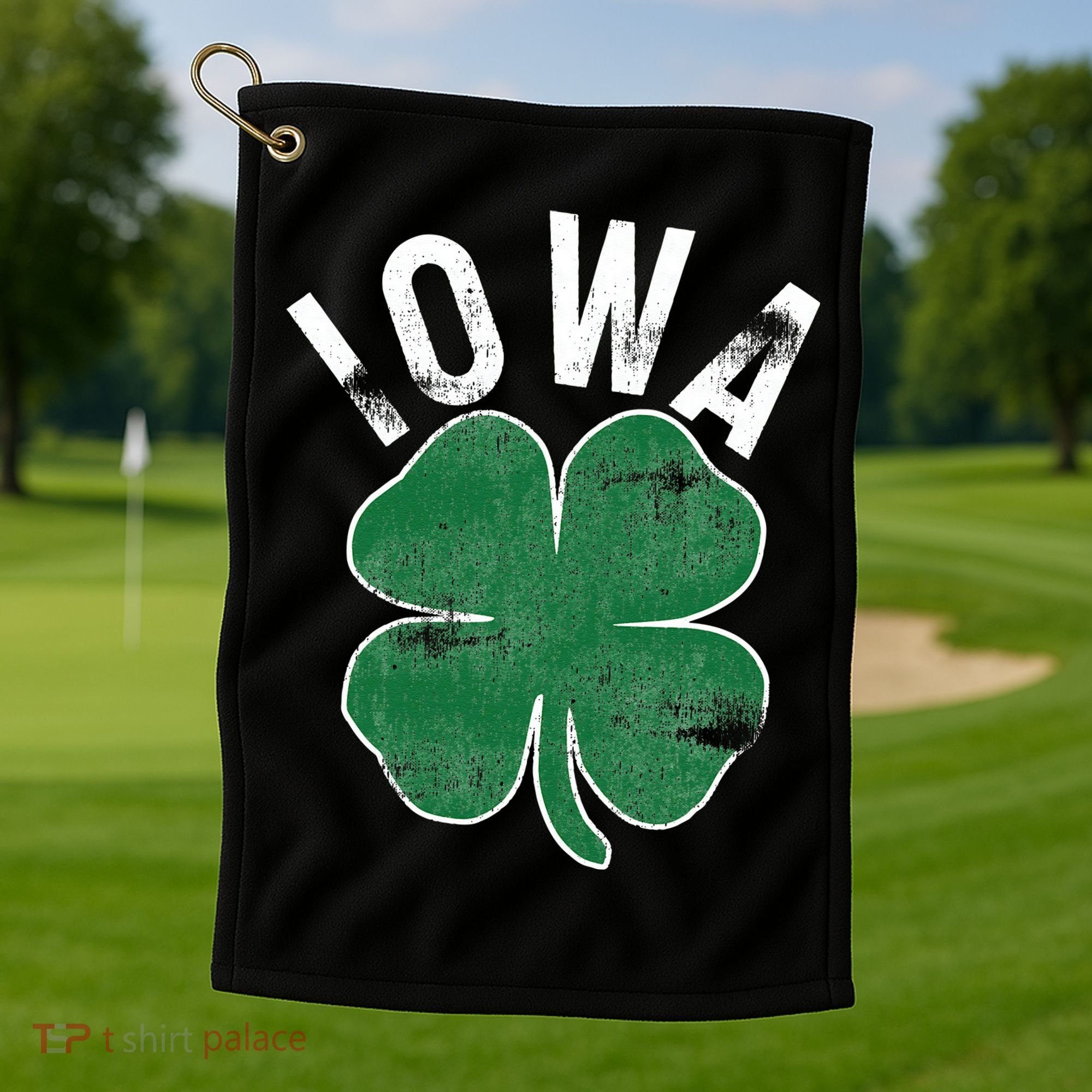 St Patrick's Day Shamrock Iowa Irish Saint Paddy's Gift Golf Towel