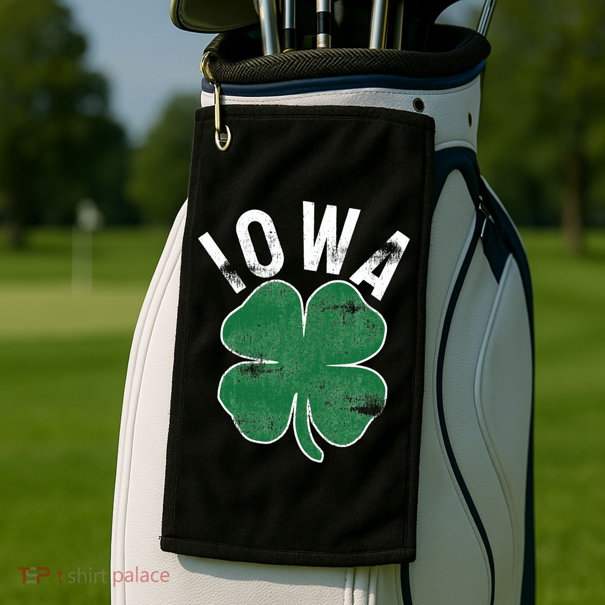 St Patrick's Day Shamrock Iowa Irish Saint Paddy's Gift Golf Towel