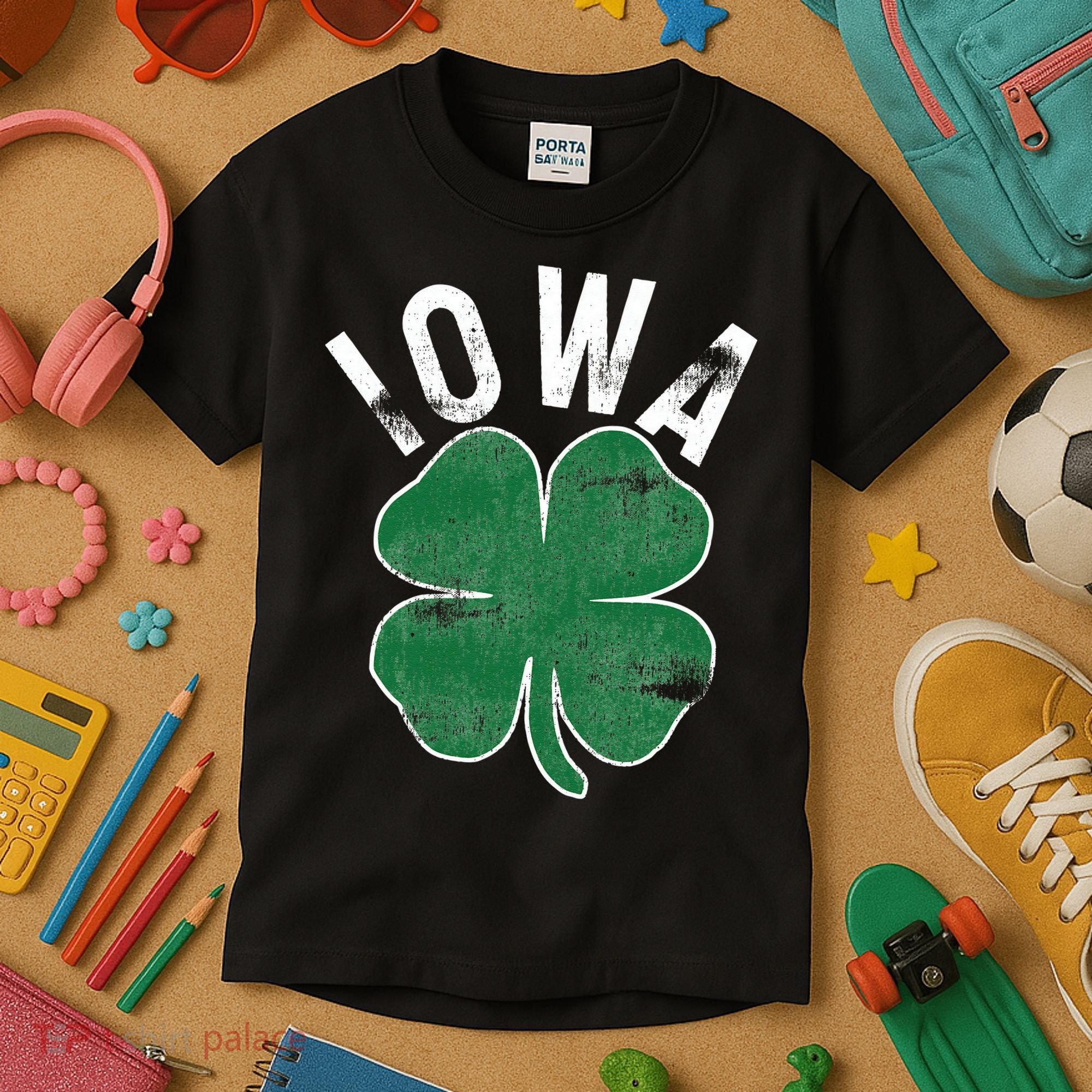 St Patrick's Day Shamrock Iowa Irish Saint Paddy's Gift Kids T-Shirt