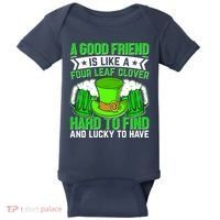 St Patricks Day A Good Friend Is Like A Four Leaf Clover Baby Bodysuit thumb 0
