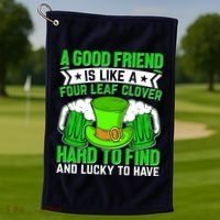 St Patricks Day A Good Friend Is Like A Four Leaf Clover Golf Towel thumb 1