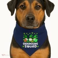 St Patricks Day Shenanigans Squad Gnomes Green Funny Irish USA-Made Doggie Bandana thumb 1