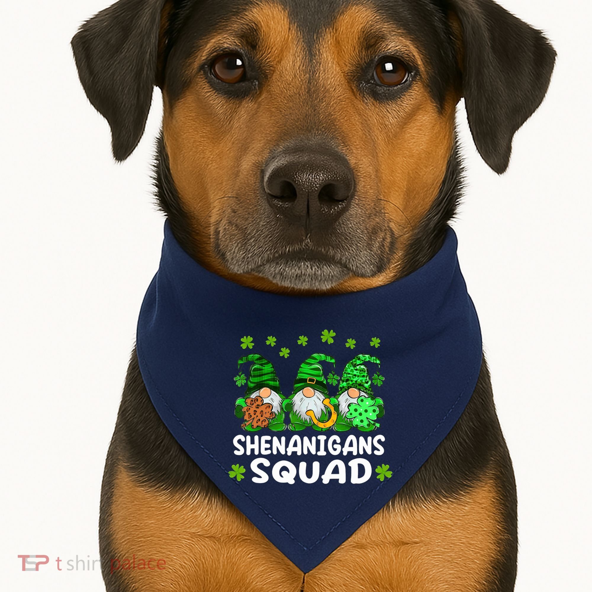St Patricks Day Shenanigans Squad Gnomes Green Funny Irish USA-Made Doggie Bandana