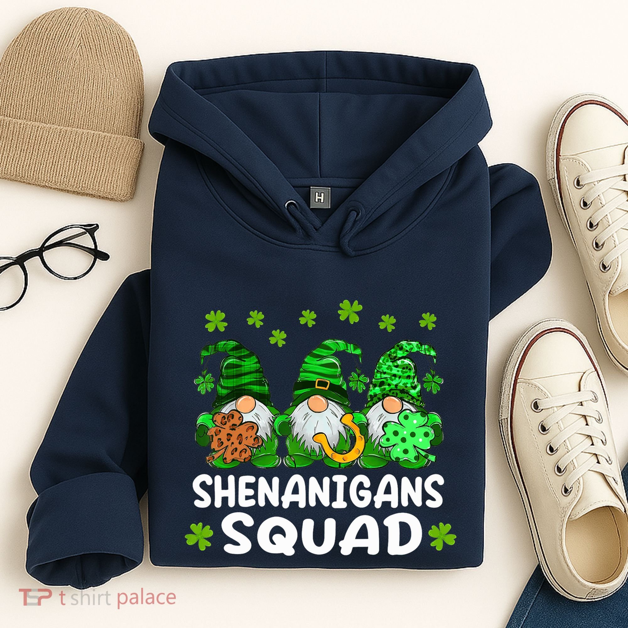 St Patricks Day Shenanigans Squad Gnomes Green Funny Irish Hoodie