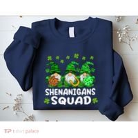 St Patricks Day Shenanigans Squad Gnomes Green Funny Irish Sweatshirt thumb 2