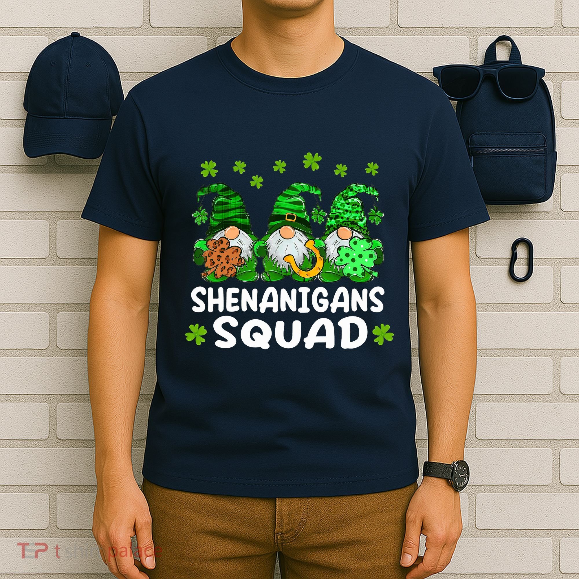St Patricks Day Shenanigans Squad Gnomes Green Funny Irish T-Shirt