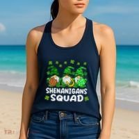 St Patricks Day Shenanigans Squad Gnomes Green Funny Irish Women's Tank Top thumb 2