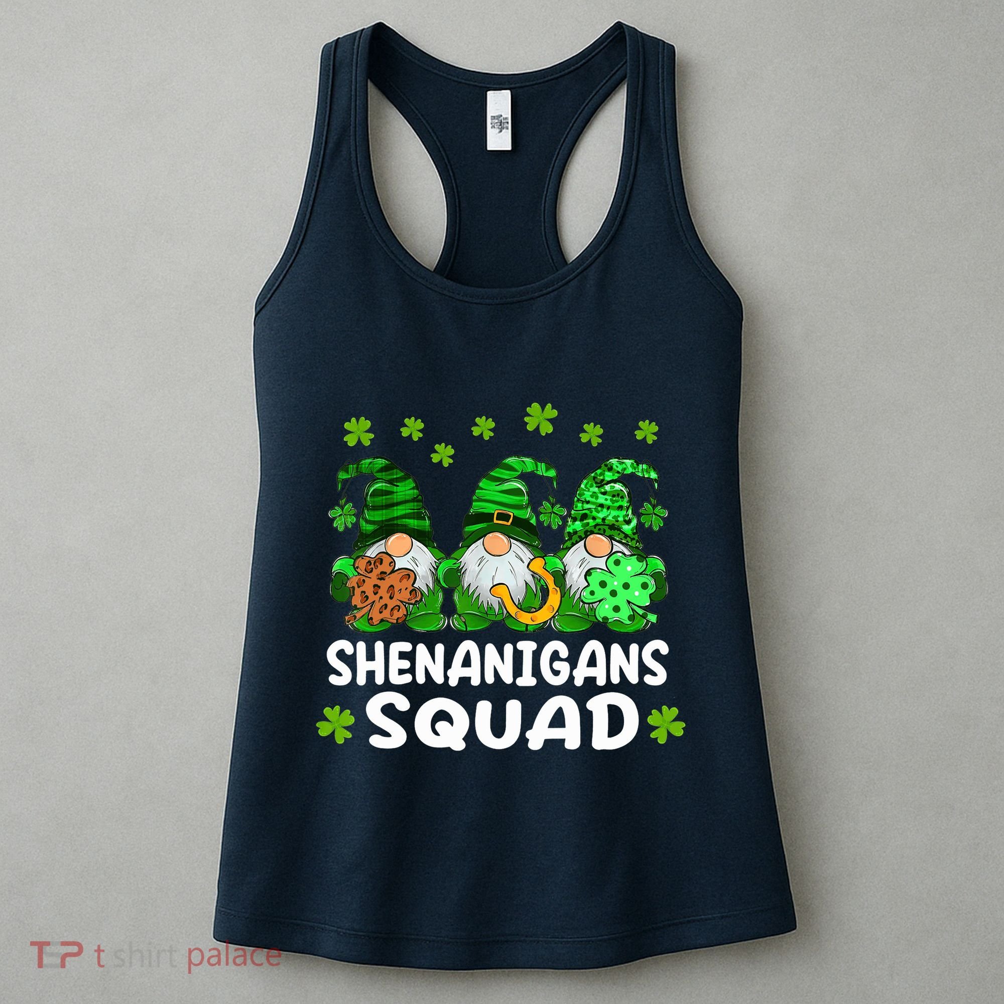 St Patricks Day Shenanigans Squad Gnomes Green Funny Irish Women's Tank Top