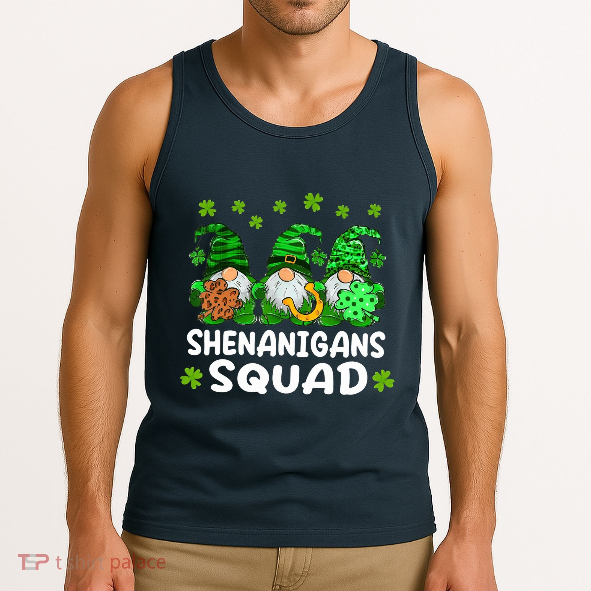 St Patricks Day Shenanigans Squad Gnomes Green Funny Irish Tank Top