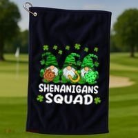 St Patricks Day Shenanigans Squad Gnomes Green Funny Irish Golf Towel thumb 1