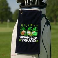St Patricks Day Shenanigans Squad Gnomes Green Funny Irish Golf Towel thumb 2