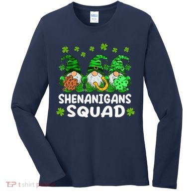 St Patricks Day Shenanigans Squad Gnomes Green Funny Irish Women's Long Sleeve Shirt