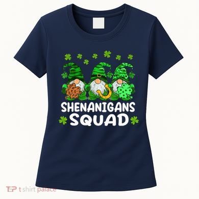 St Patricks Day Shenanigans Squad Gnomes Green Funny Irish Women's T-Shirt