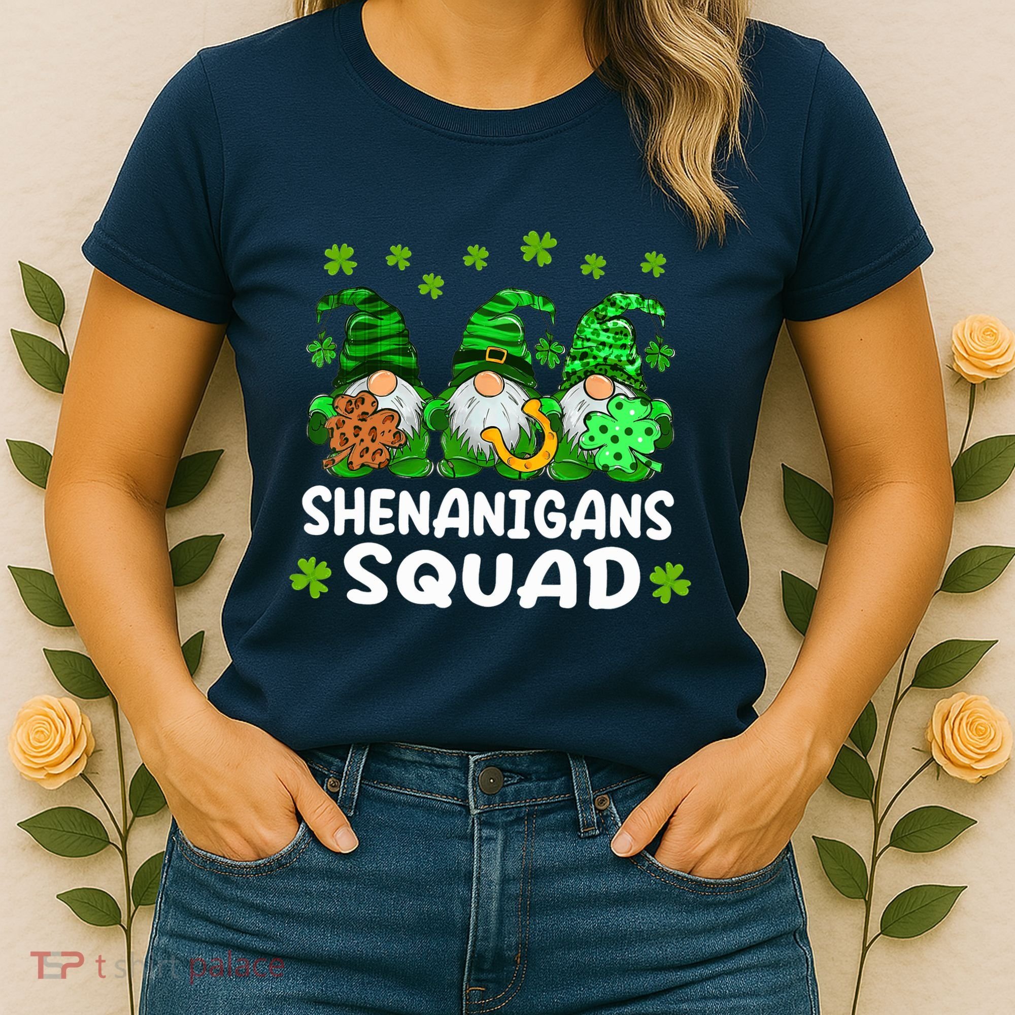 St Patricks Day Shenanigans Squad Gnomes Green Funny Irish Women's T-Shirt