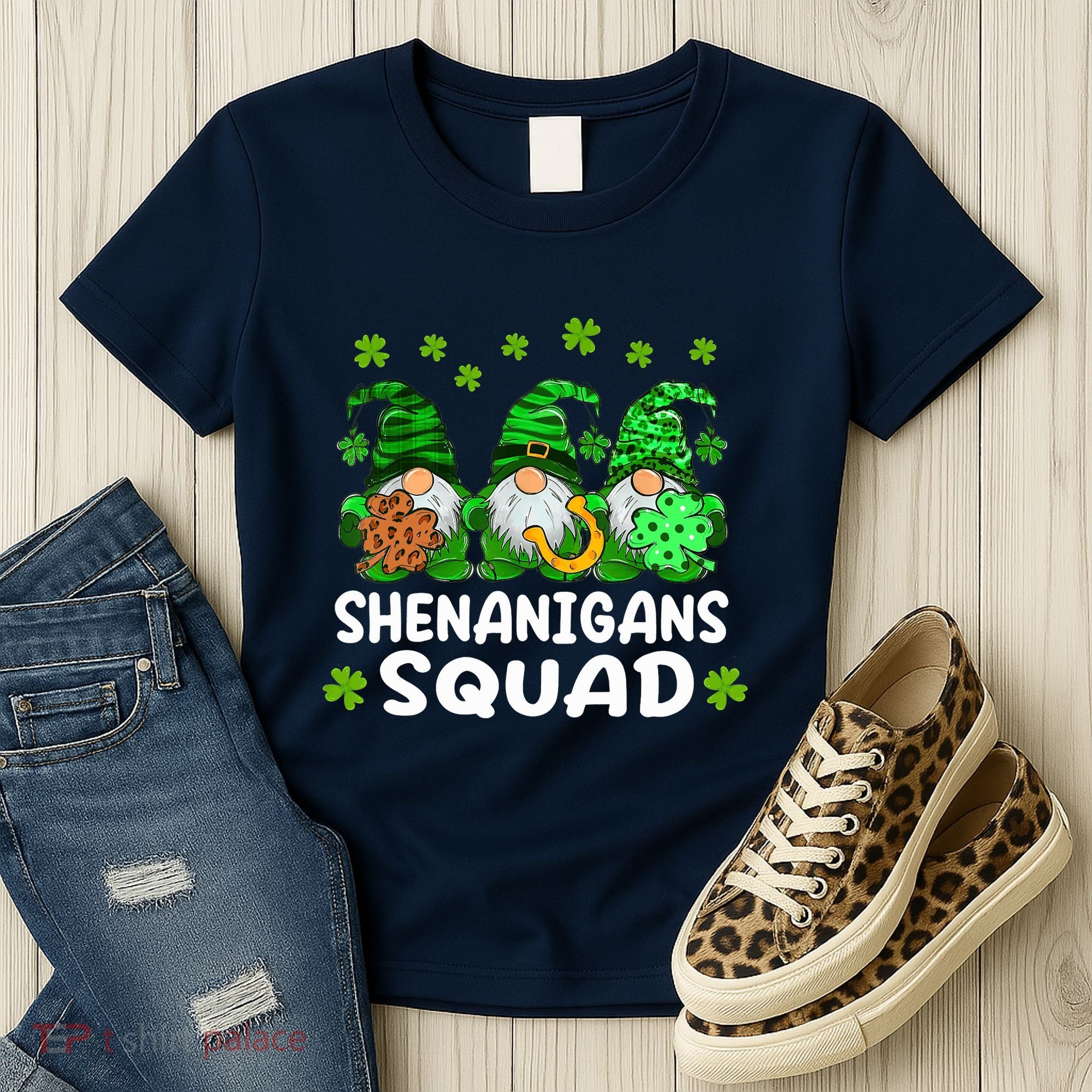 St Patricks Day Shenanigans Squad Gnomes Green Funny Irish Women's T-Shirt