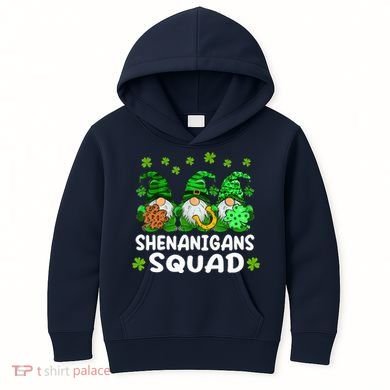 St Patricks Day Shenanigans Squad Gnomes Green Funny Irish Kids Hoodie