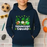St Patricks Day Shenanigans Squad Gnomes Green Funny Irish Kids Hoodie thumb 2